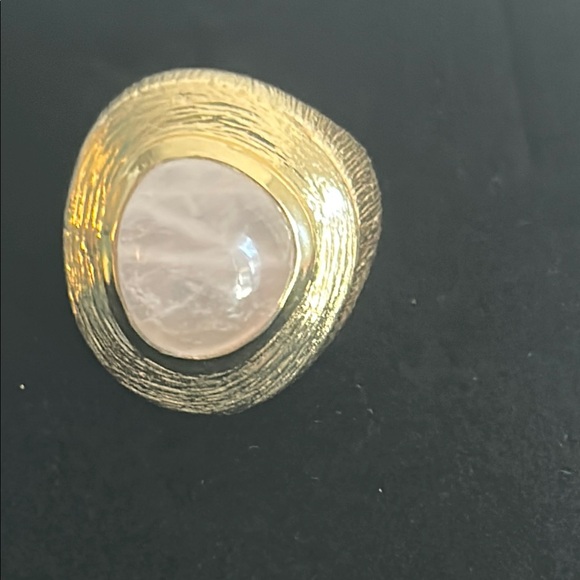 Cole Haan Rose Quartz Brushed Gold Tone Artisanal Statement Ring - Picture 7 of 9